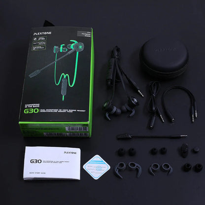 Shuangmai black green red wired in-ear gaming headset for computer with 1.5cm cable