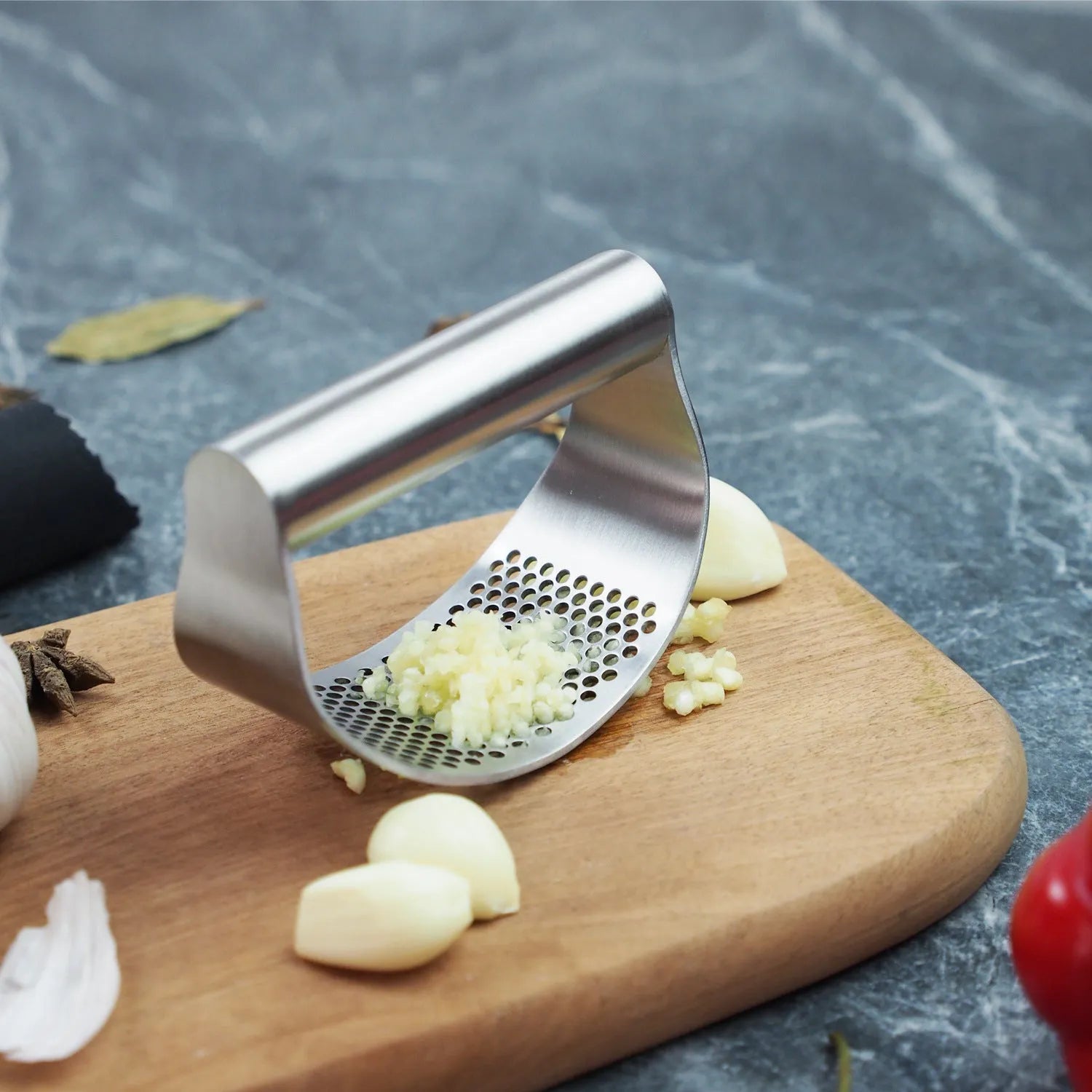 Stainless steel kitchen bundle with onion fork for vegetables potatoes fish and garlic pressing
