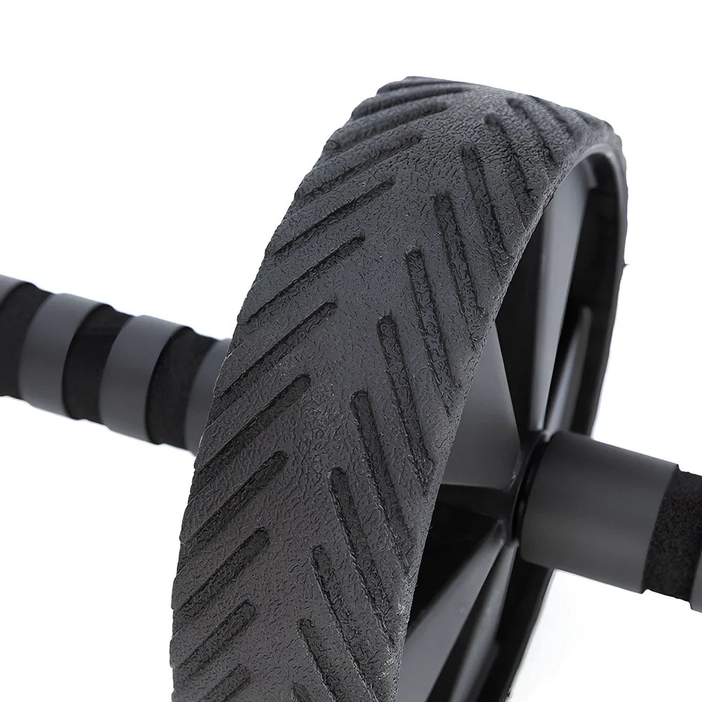 Black abdominal exercise wheel with 29cm steel pipe and 4.5cm wide wheel for core training