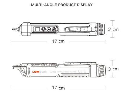 Black voltage detection pen with sensor tip for electrical line testing and status identification