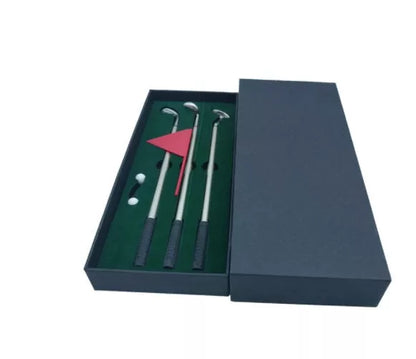 Desktop Mini Golf Putting Green Metal Club Ballpoint Pen Set with unique design