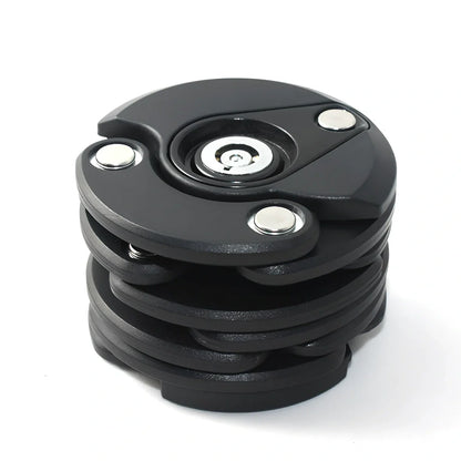 Black folding bicycle anti-theft chain lock, 585mm length with zinc alloy body and 3mm steel joints for secure bike protection