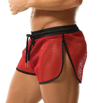 Men's loose fit polyester boxers in solid black, white, grey and red colours
