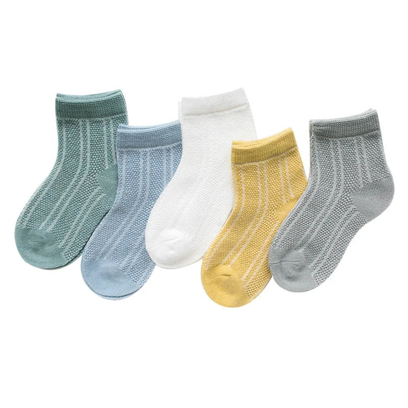 Premium cotton baby socks in various vibrant colors and sizes for boys and girls