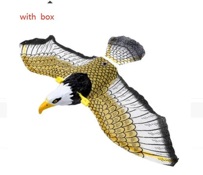 Interactive hanging eagle cat toy for active play, durable plastic construction