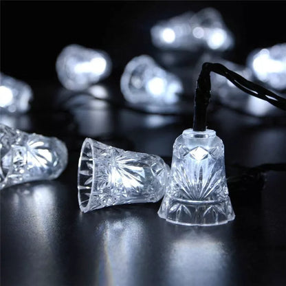 20 light bells solar string with warm white glow for outdoor decoration