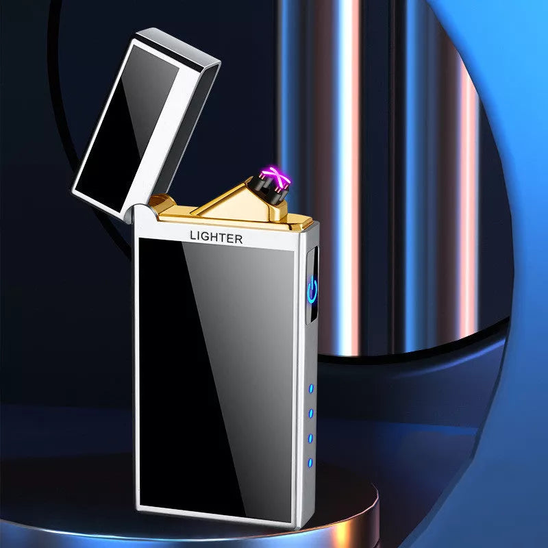 Double Arc Cigarette Lighter in golden-black with touch sensing and charging
