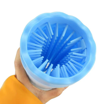 Premium silicone dog paw cleaning cup with soft bristles for gentle, effective paw washing