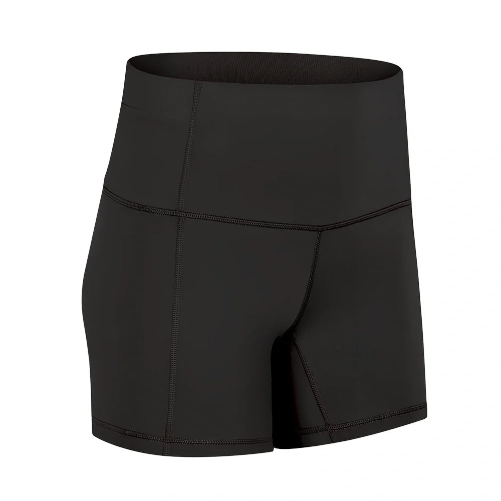 Women's high-waisted nylon fitness shorts with hip-lifting design in six colours for yoga and dance