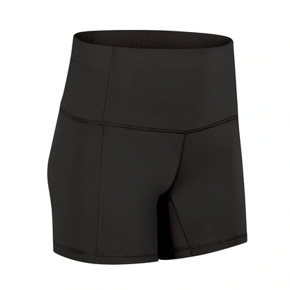 Women's high-waisted nylon fitness shorts with hip-lifting design in six colours for yoga and dance