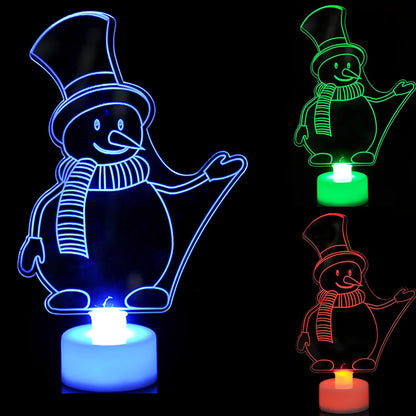 15x8.8cm acrylic Christmas tree ornament glowing with automatic colour-changing lights in Santa Claus design