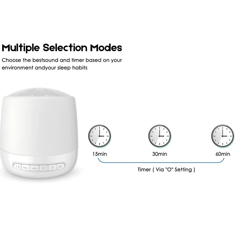 Silver Baby Rest white noise machine, 10x15cm, with 28 sounds and 13 light modes for sleep aid