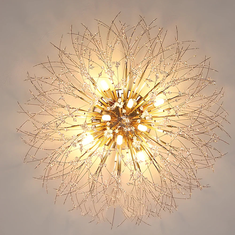 40cm dandelion crystal ceiling lamp with four adjustable heads in chrome finish