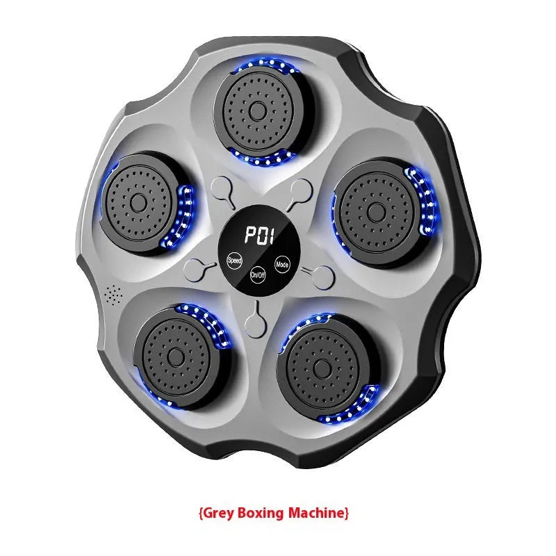 Black hanging boxing wall target with Bluetooth connectivity and included gloves for home fitness training
