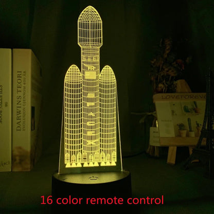 Custom 3D airplane hologram night light with optical acrylic panel and ABS base showing colour-changing illumination