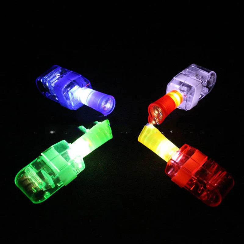 LED Finger Light Ring with colorful beams and cartoon projections for kids