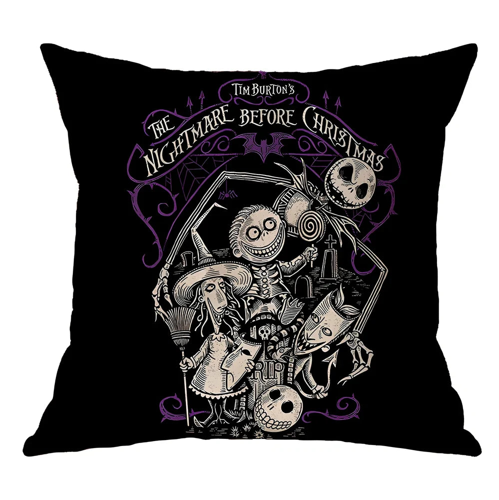 45x45cm linen pillow cover with skull pattern for Halloween decorations