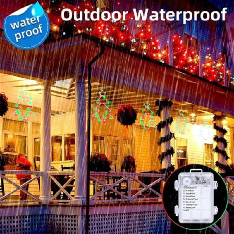 Wrought Iron Christmas Tree Shaped LED Garland Lights for holiday decoration