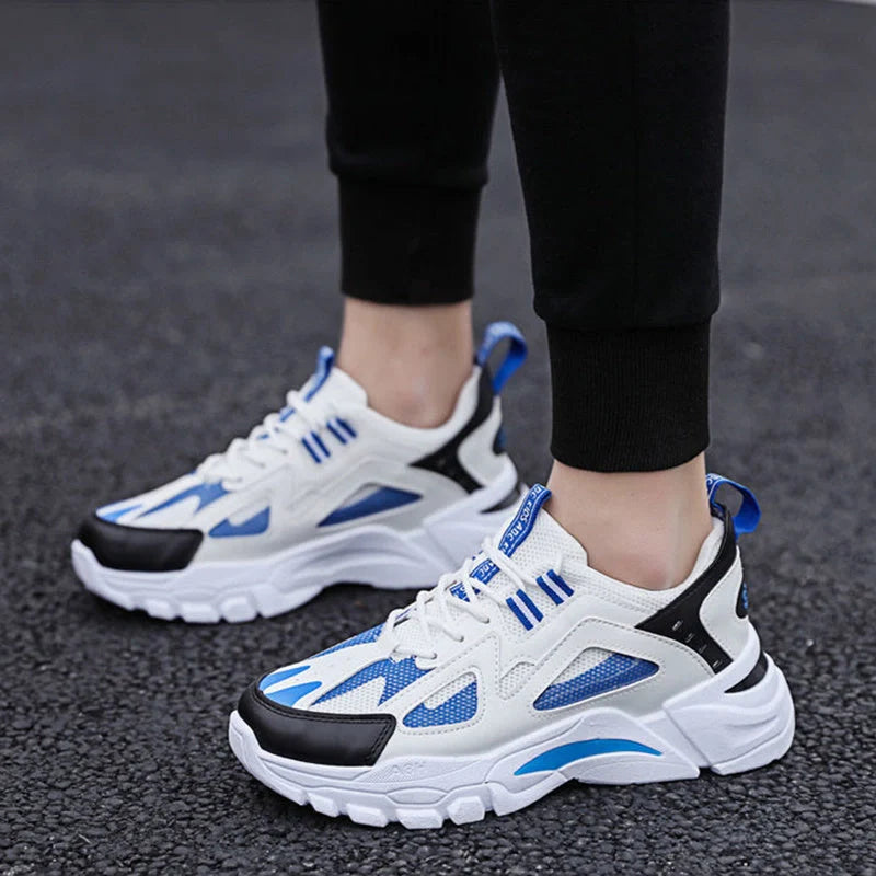 Men's white sneakers with non-slip sole for walking and running