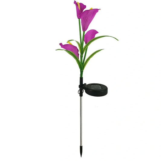 Outdoor solar floor lighting unit showing garden placement with integrated solar panel and illumination features