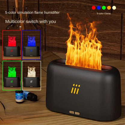 Ultrasonic aroma diffuser with flame-like LED lights, creating a soothing and captivating home ambiance
