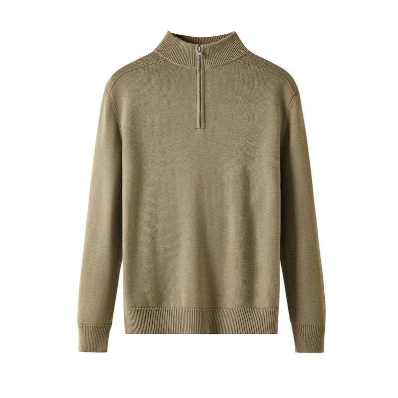 Men's thickened wool casual sweater in slim fit, shown in one of six available colours.