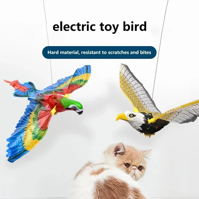 Interactive hanging eagle cat toy for active play, durable plastic construction