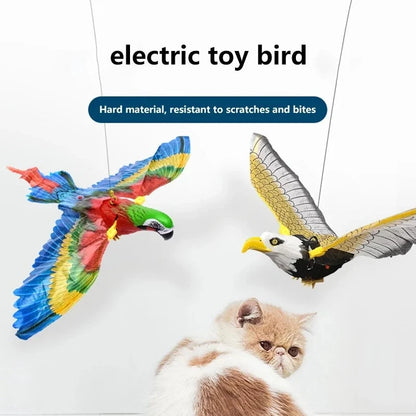 Interactive hanging eagle cat toy for active play, durable plastic construction