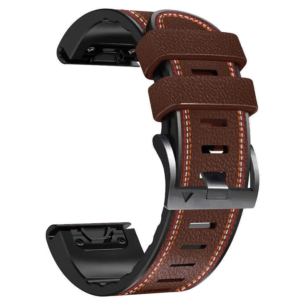 Garmin Fenix smartwatch with quick release silicone leather band in black