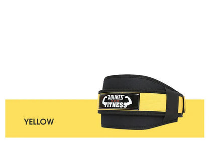 Fitness weightlifting waistband made from nylon material available in black, red, and yellow colours