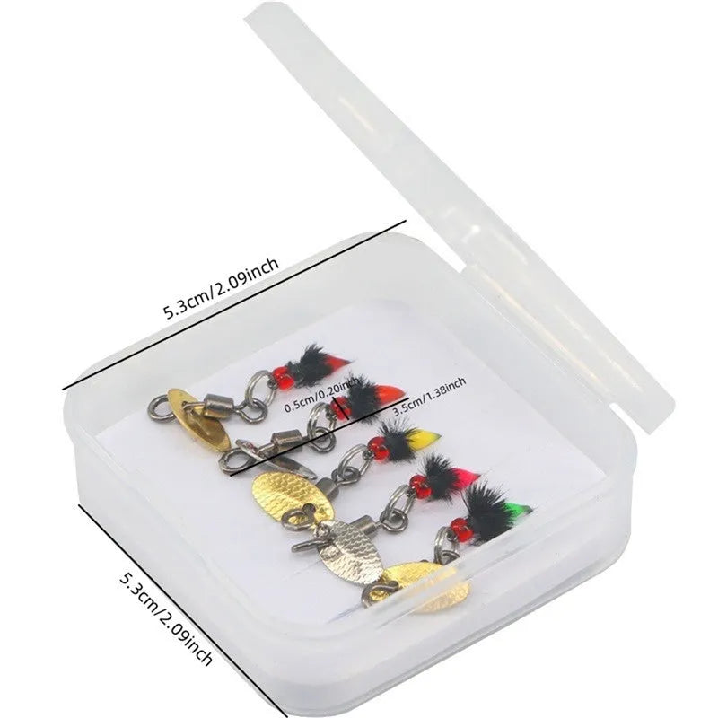 Five bionic poisonous mosquito and fly fishing hooks with spinning sequins