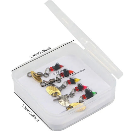 Five bionic poisonous mosquito and fly fishing hooks with spinning sequins