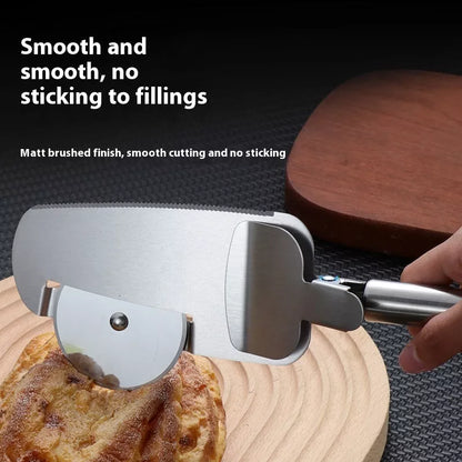 3-in-1 stainless steel pizza cutter with hanging holes for easy storage