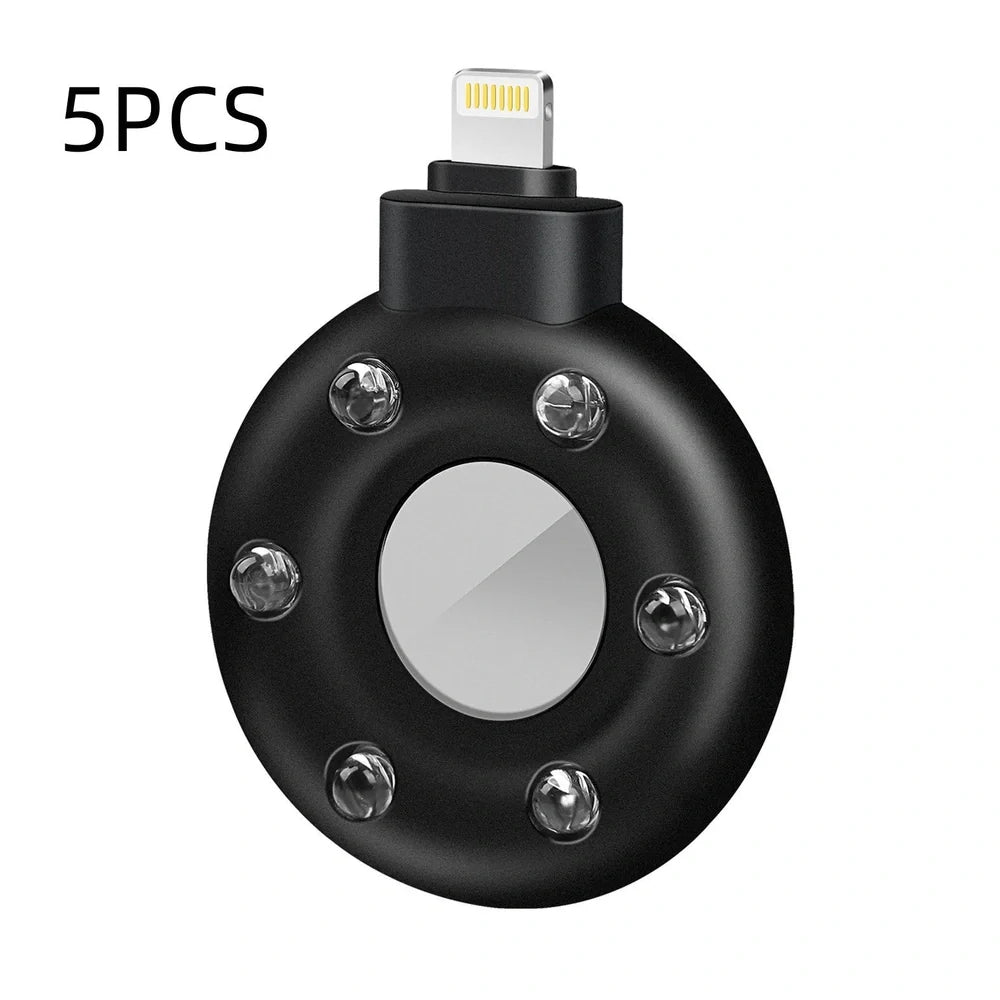 Anti-sneak camera detector with USB charging port and plastic housing in black colour option