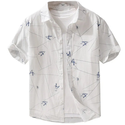 Light green pure cotton loose fit short sleeve cardigan shirt with letter print design