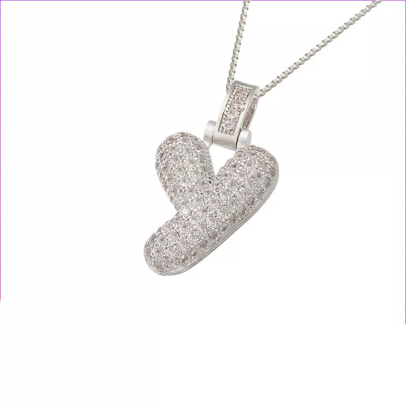 Copper Micro Inlaid Zircon Letter Pendant Necklace with customizable alphabet options