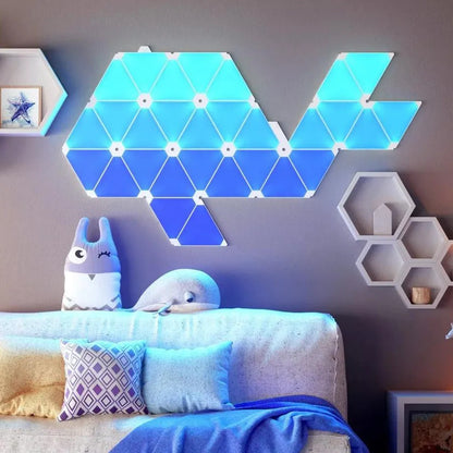 Nine square LED panels arranged in grid with colourful illumination, voice control and music synchronisation features