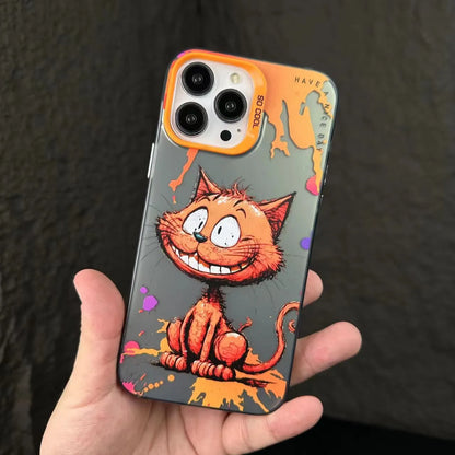 Personalized frosted PC phone case with cartoon panda and pig design for Apple iPhone, anti-fall hard shell