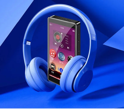Black Ruizu H1 slim MP3 MP4 player with 4-inch touch screen showing menu interface.