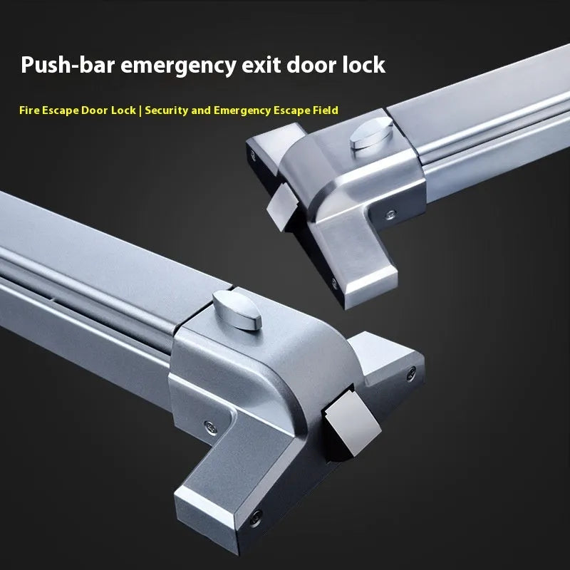 Stainless steel fire safety door push lock with external handle for 65cm single doors.