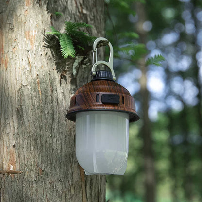USB Rechargeable LED Pine Cone Camping Light in Bronze and Walnut colors