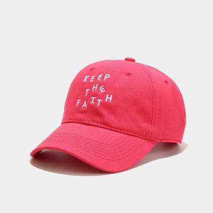 Men's cotton baseball cap with small letter embroidery in adjustable dome design