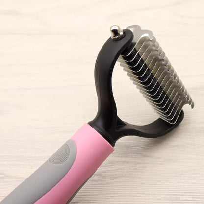 Double-sided blade dog comb for long-haired pets with stainless steel needles