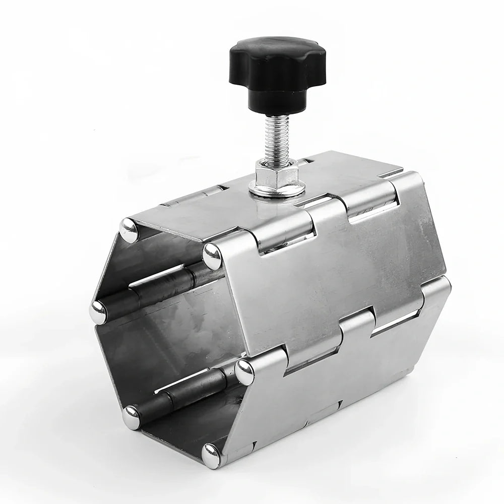 Metal tile levelling tool with hinge mechanism for height adjustment during installation