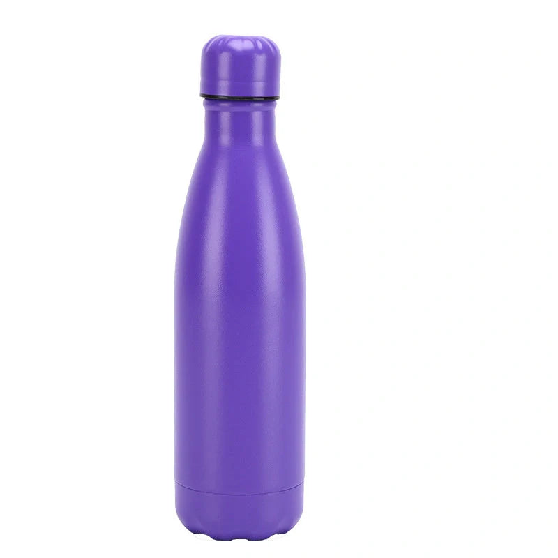 Stainless steel vacuum insulated water bottle with rubber painted surface in various colors