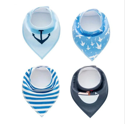 Stylish baby bibs and burp cloths featuring trendy arrow, wave, and triangle designs in soft, absorbent cotton