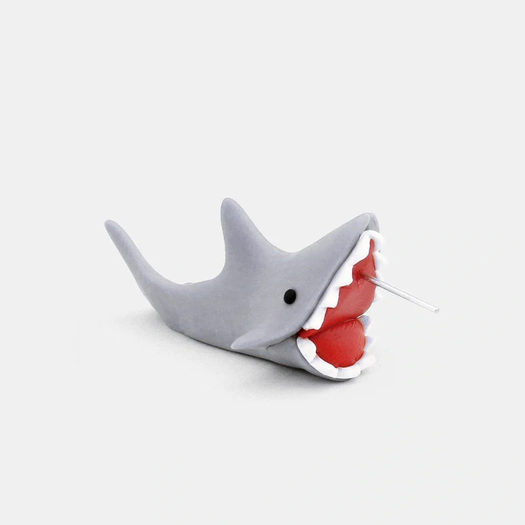 Handmade 3D Cartoon Shark Bite Stud Earrings for Women