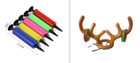 Inflatable Christmas reindeer antler hat ring toss game with 80cm antlers and red and green throwing circles