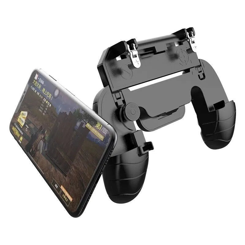 Multifunctional mobile game handle in black, blue or white with adjustable smartphone supports