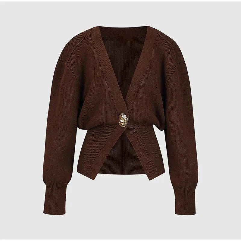 Stylish V-neck knit cardigan for women in various colors